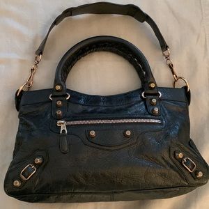 BALENCIAGA 12 Rose Gold Motorcycle Bag